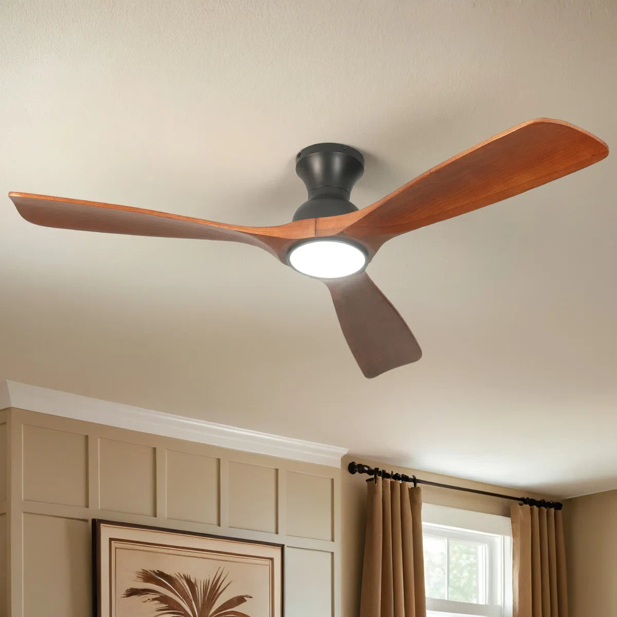 Karlena 52'' Black Dimmable Ceiling Fan with Light Kit and Remote Control Reversible DC Motor