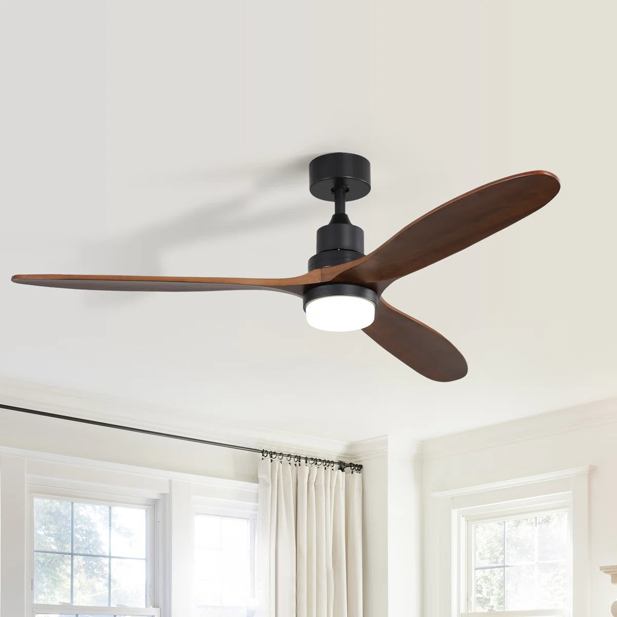 Nicola 60" 3-Blade Black Ceiling Fan With Led Light and Remote Control