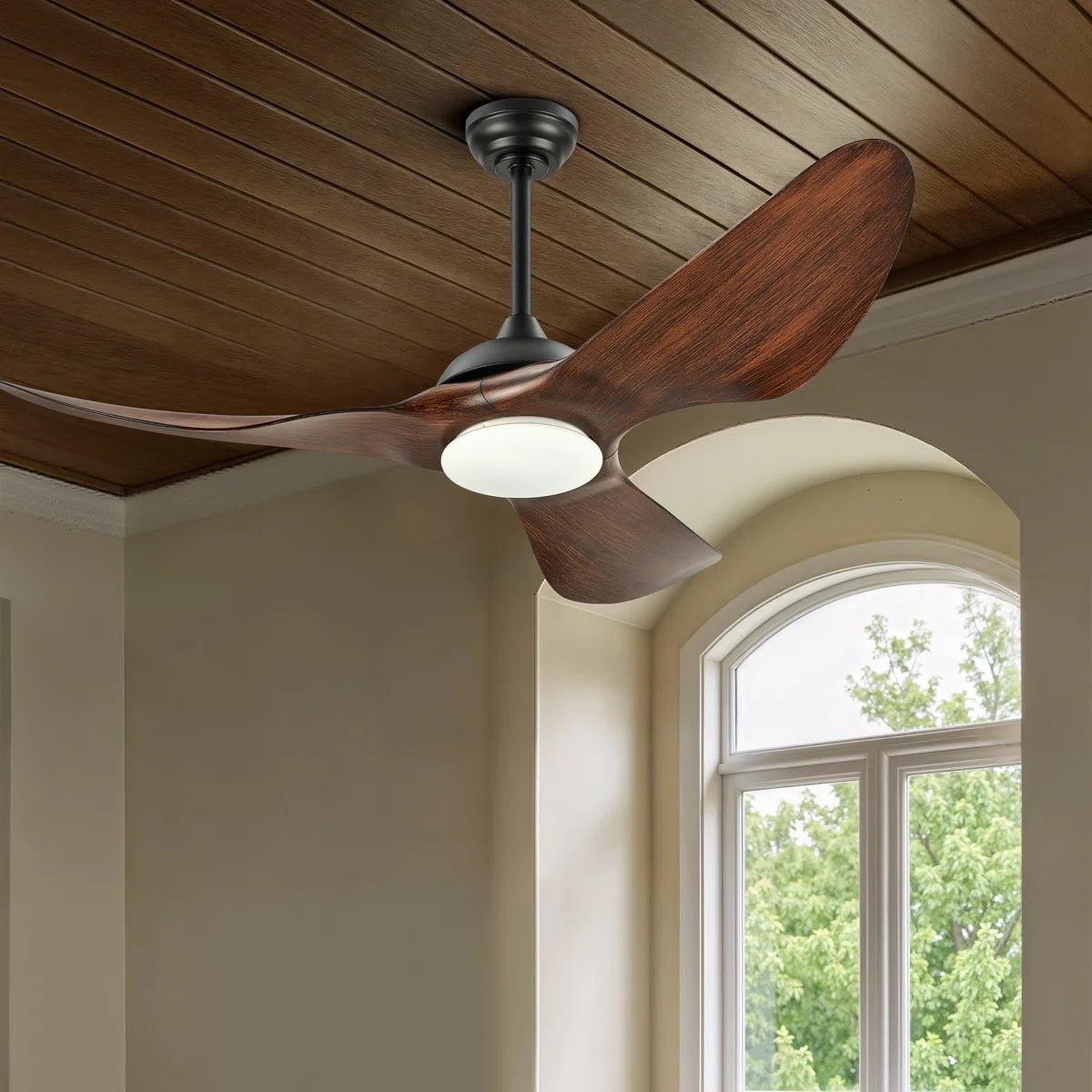 52” 3 - Blade Modern Farmhouse Waterproof Outdoor LED Ceiling Fan with Dimmable Light and Remote