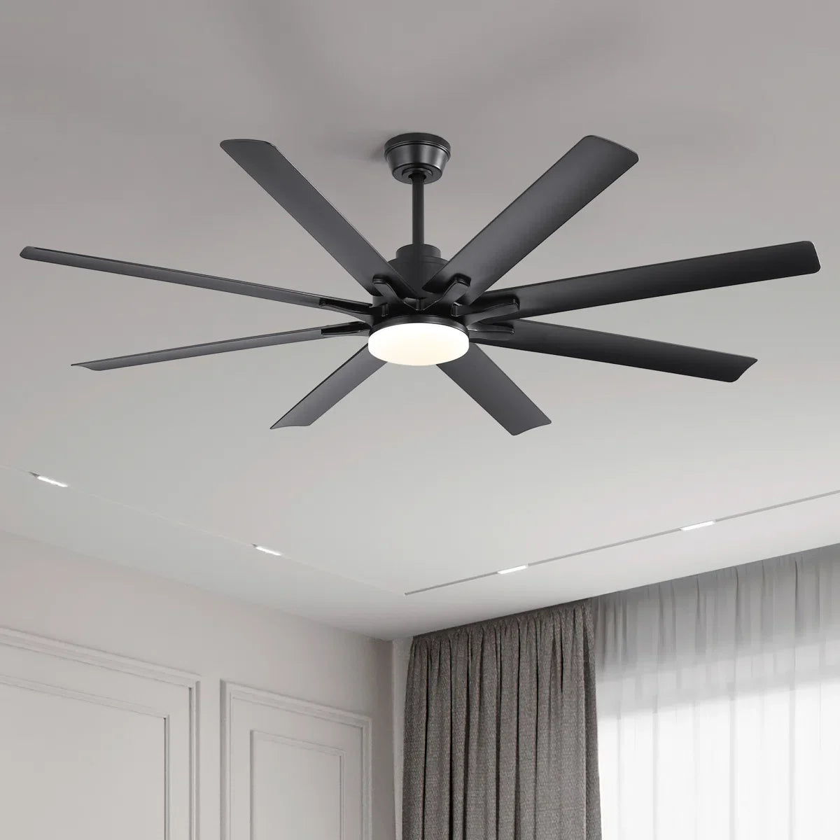 Brixham 66 Inch Large Ceiling Fan With Dimmable Led Light 8 ABS Blades Smart Remote Control Reversible DC Motor For Living Room