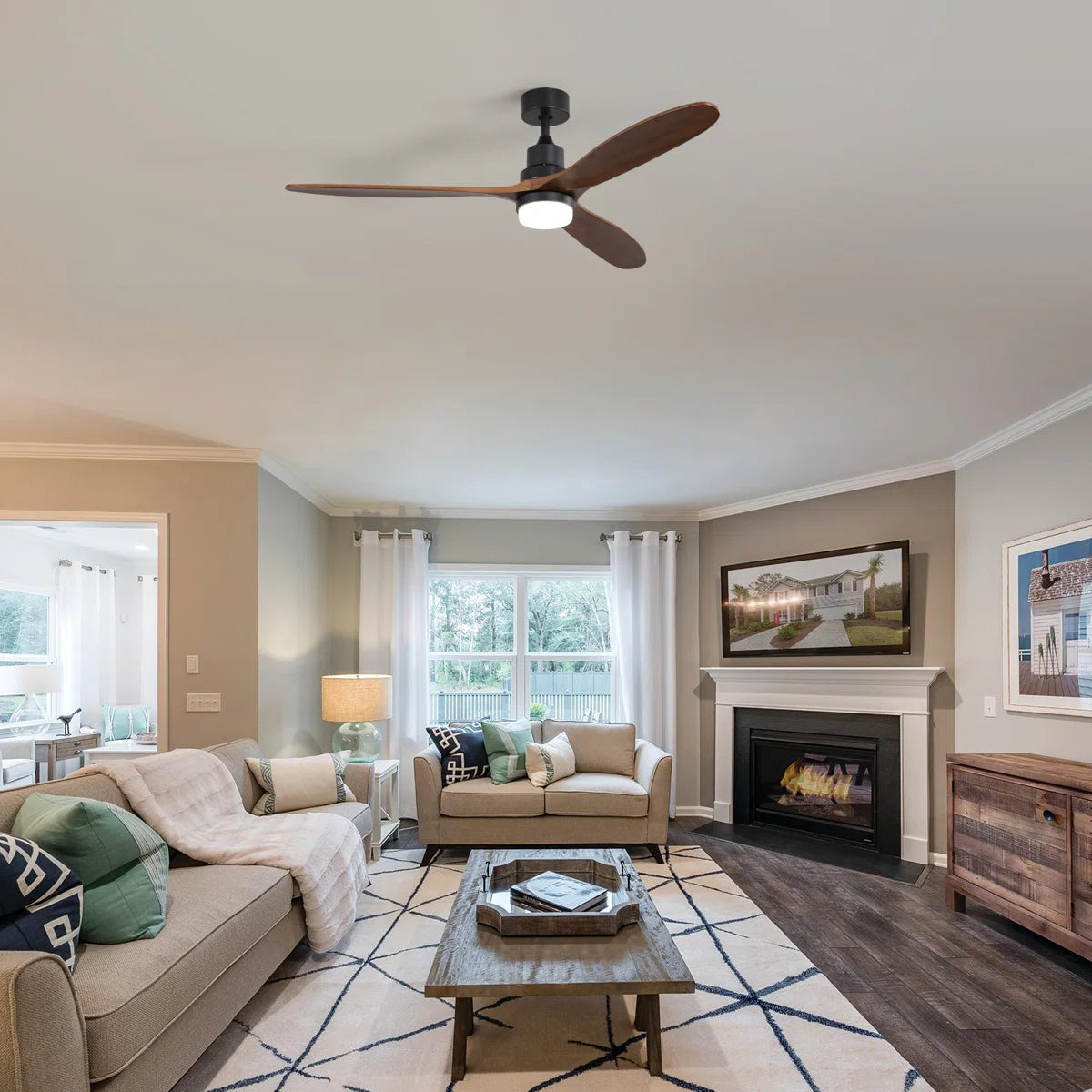 Nicola 60" 3-Blade Black Ceiling Fan With Led Light and Remote Control