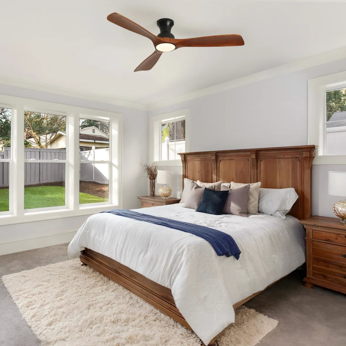 Karlena 52'' Black Dimmable Ceiling Fan with Light Kit and Remote Control Reversible DC Motor