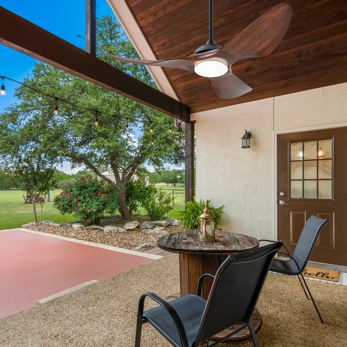 52” 3 - Blade Modern Farmhouse Waterproof Outdoor LED Ceiling Fan with Dimmable Light and Remote